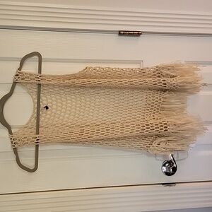 CHELSEA AND VIOLET FRING CROCHET VEST SWEATER SMALL S